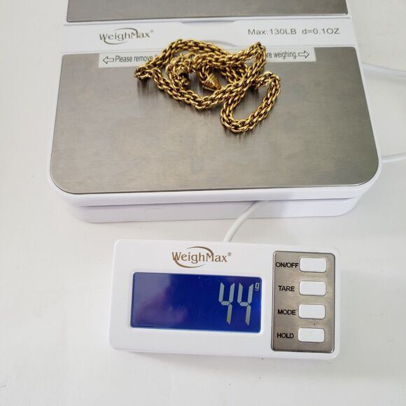 Vtg Ralph Lauren Gold Tone Wheat Chain Necklace Signed 17" Chunky Thick - Picture 6 of 6